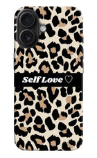 Leopard Print Self Love iPhone 16 Hard Case Back Cover by Casekaro