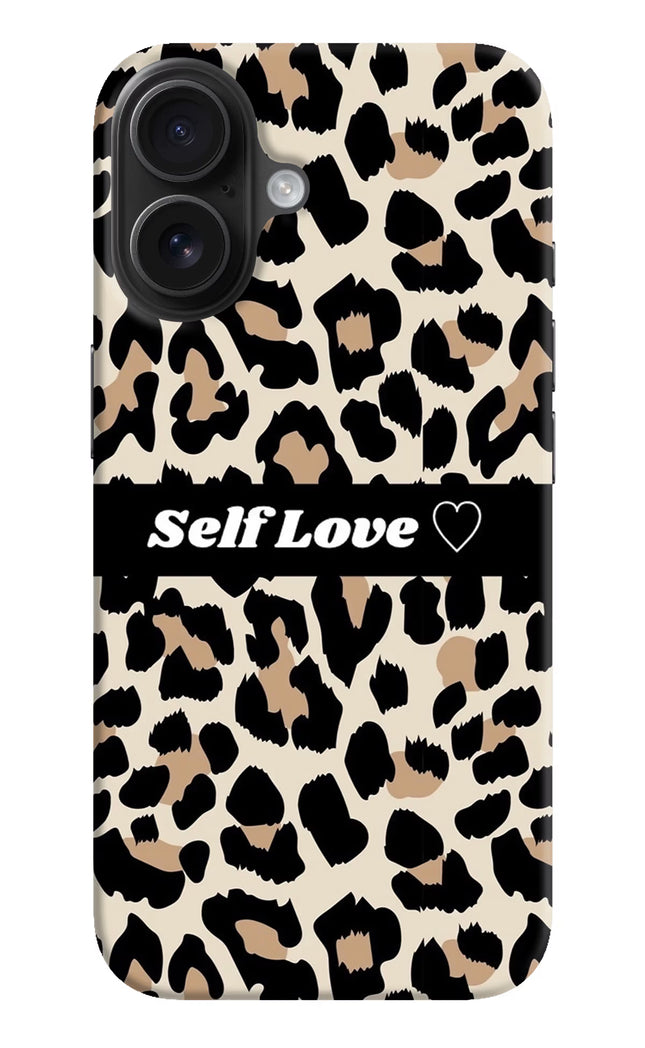 Leopard Print Self Love iPhone 16 Hard Case Back Cover by Casekaro