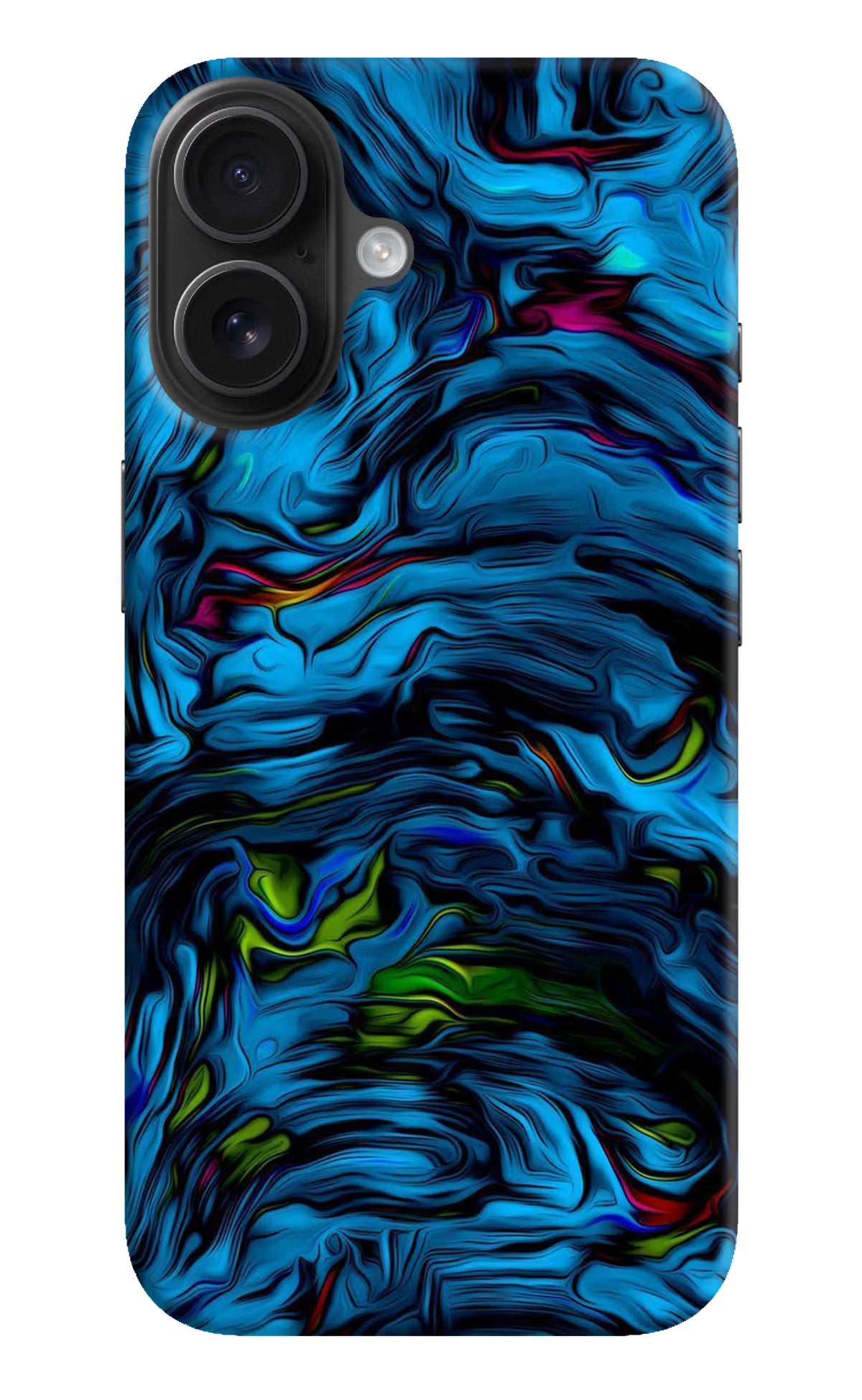 Dark Blue Abstract iPhone 16 Hard Case Back Cover by Casekaro