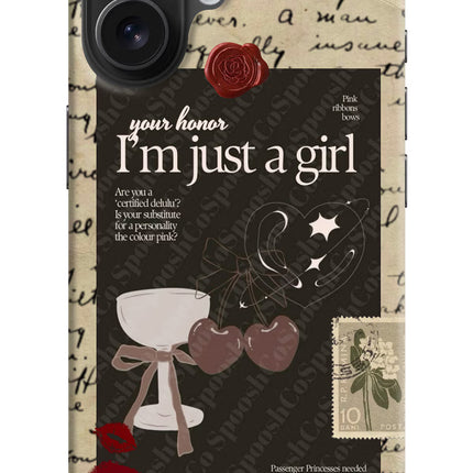 I am just a girl iPhone 16 Hard Case Back Cover by Casekaro