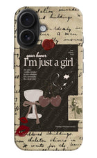 I am just a girl iPhone 16 Hard Case Back Cover by Casekaro