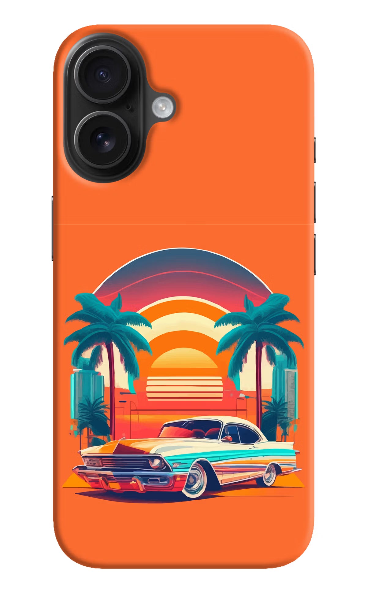 Palm Drive 80s iPhone 16 Hard Case Back Cover by Casekaro