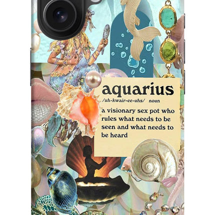 Aquarius Zodiac iPhone 16 Hard Case Back Cover by Casekaro