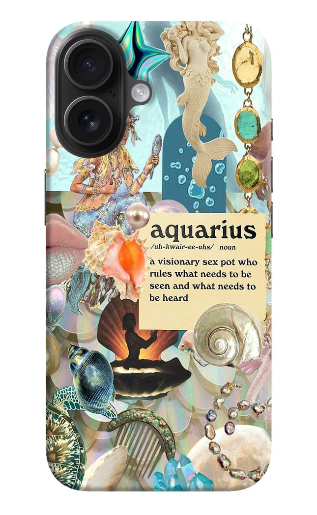 Aquarius Zodiac iPhone 16 Hard Case Back Cover by Casekaro