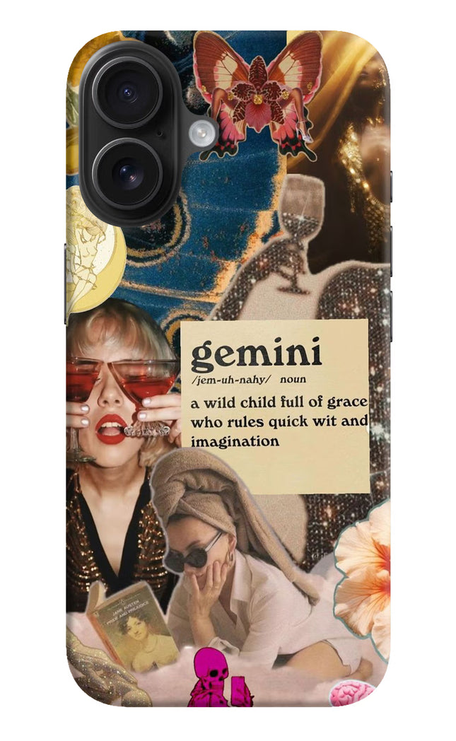 Gemini Zodiac iPhone 16 Hard Case Back Cover by Casekaro