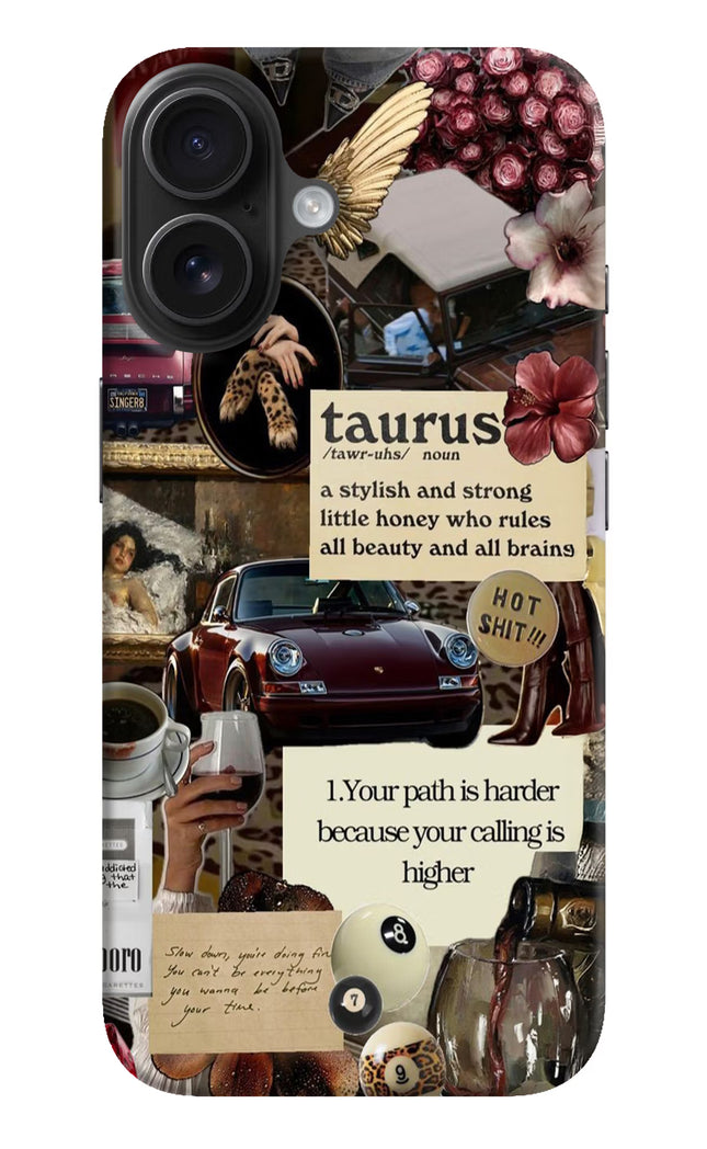 Taurus Zodiac iPhone 16 Hard Case Back Cover by Casekaro