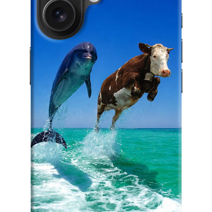 Dolphin vs Cow iPhone 16 Hard Case Back Cover by Casekaro