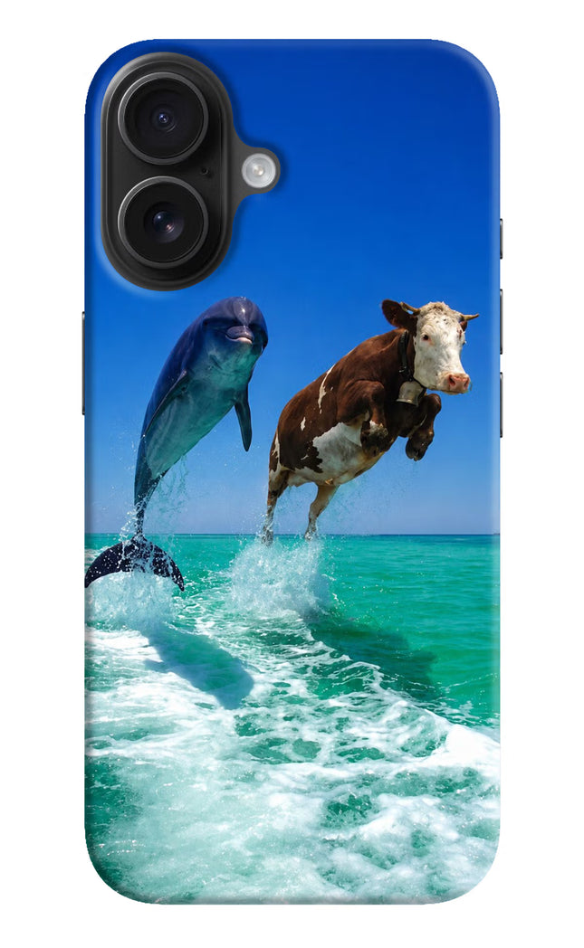 Dolphin vs Cow iPhone 16 Hard Case Back Cover by Casekaro