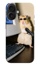 Hacker Hamster iPhone 16 Hard Case Back Cover by Casekaro