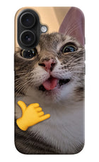 Silly Cat Call iPhone 16 Hard Case Back Cover by Casekaro
