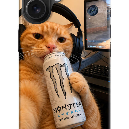 Gamer Cat Energy iPhone 16 Hard Case Back Cover by Casekaro