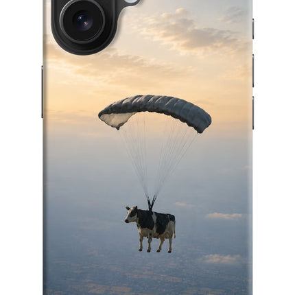 Skydiving Cow iPhone 16 Hard Case Back Cover by Casekaro