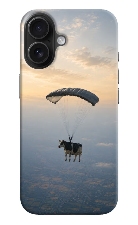 Skydiving Cow iPhone 16 Back Cover