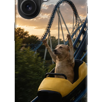 Rollercoaster Dog iPhone 16 Hard Case Back Cover by Casekaro