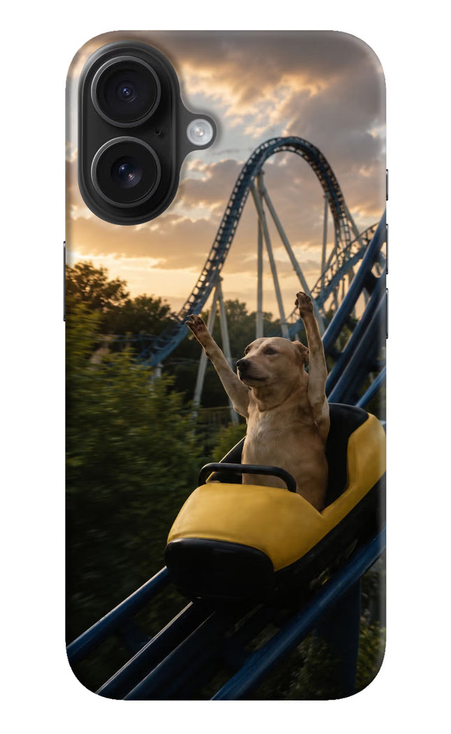Rollercoaster Dog iPhone 16 Hard Case Back Cover by Casekaro