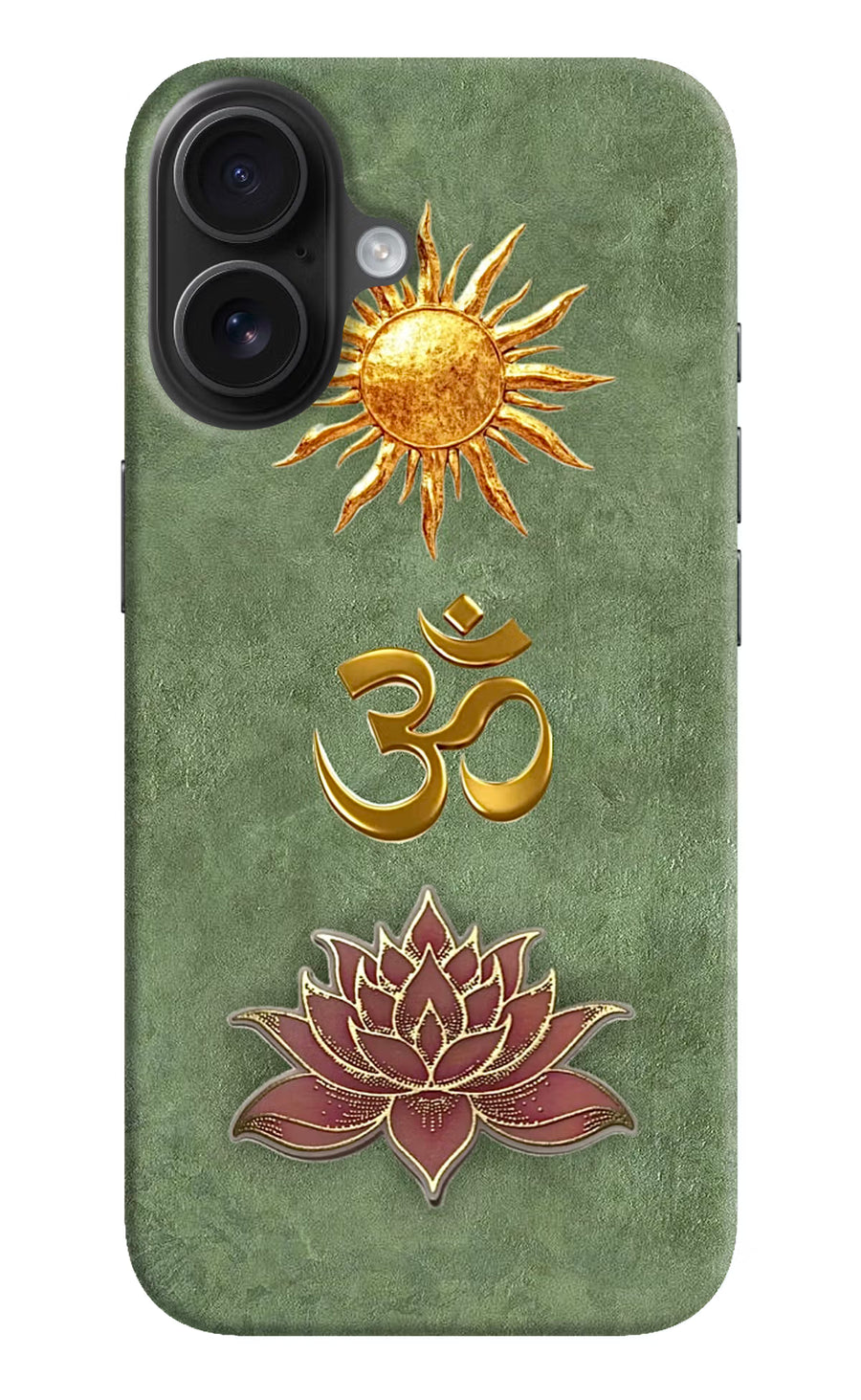 Om & Lotus iPhone 16 Back Cover, Hard case