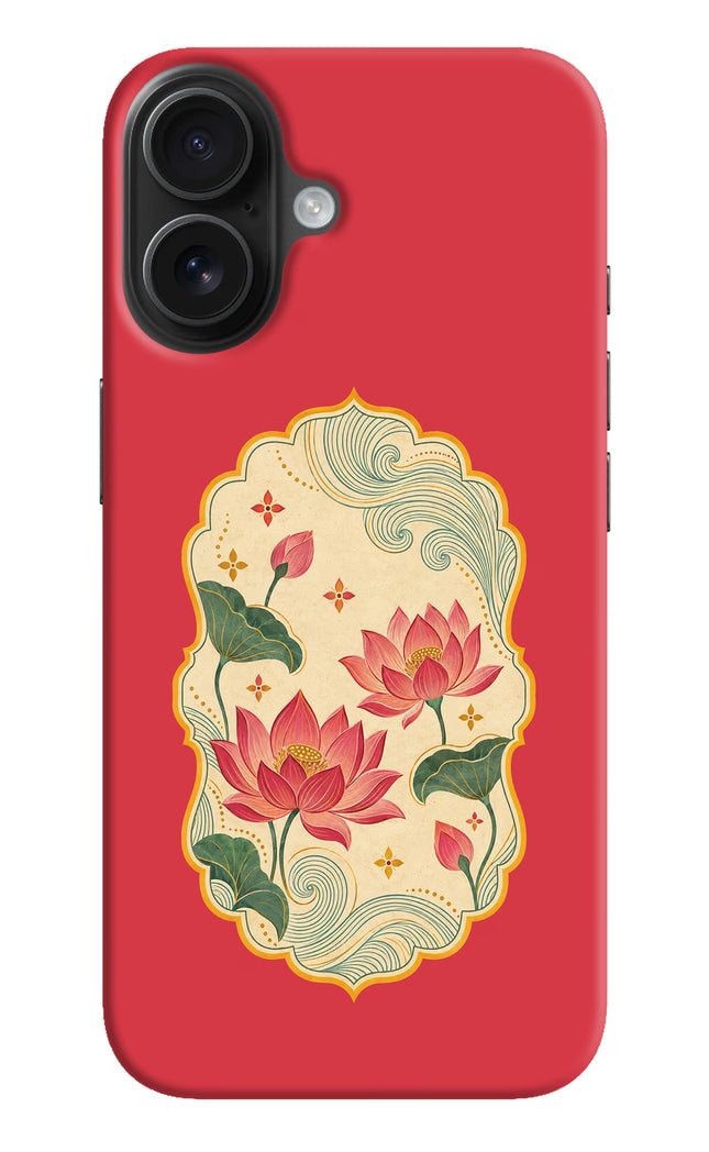 Pink Lotus iPhone 16 Hard Case Back Cover by Casekaro