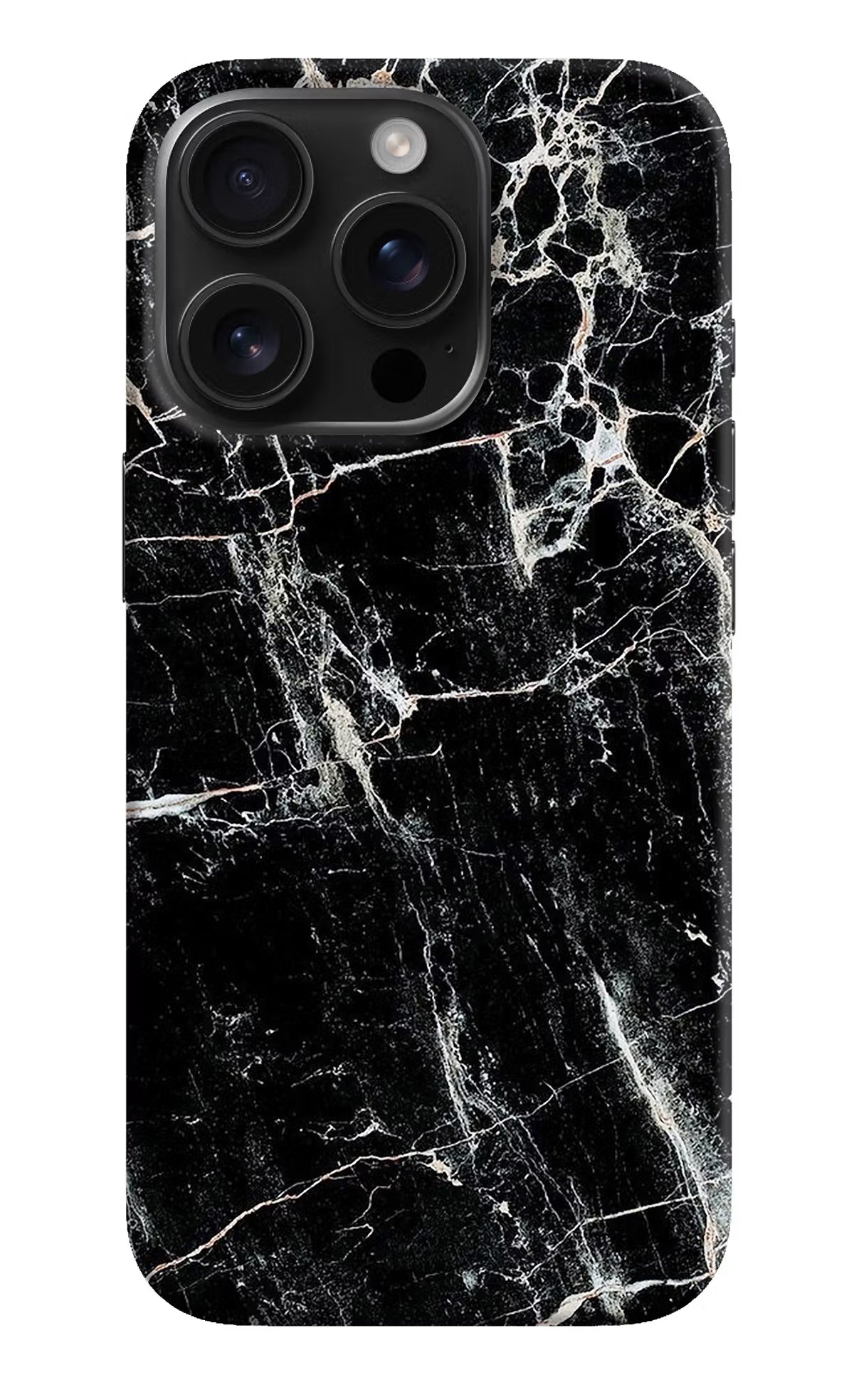 Black Marble Texture iPhone 16 Pro Hard Case Back Cover by Casekaro