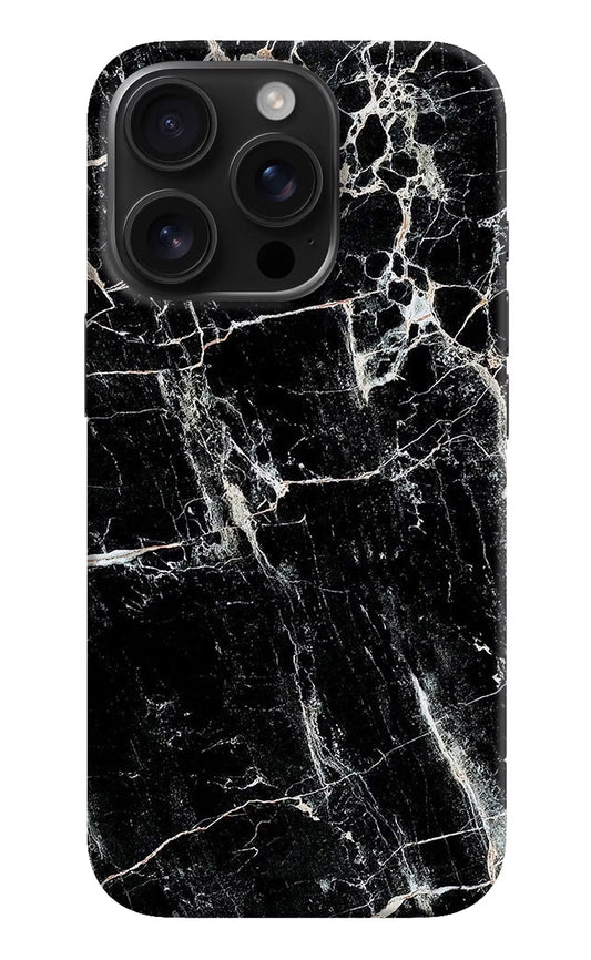 Black Marble Texture iPhone 16 Pro Hard Case Back Cover by Casekaro