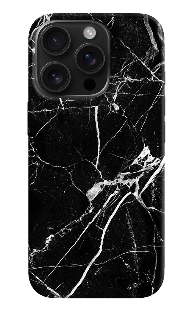 Black Marble Pattern iPhone 16 Pro Hard Case Back Cover by Casekaro