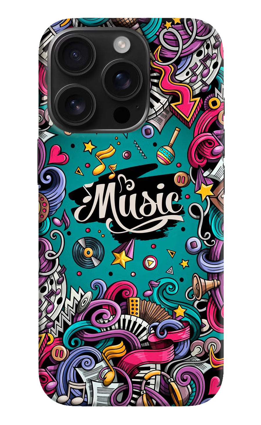 Music Graffiti iPhone 16 Pro Back Cover, Hard case