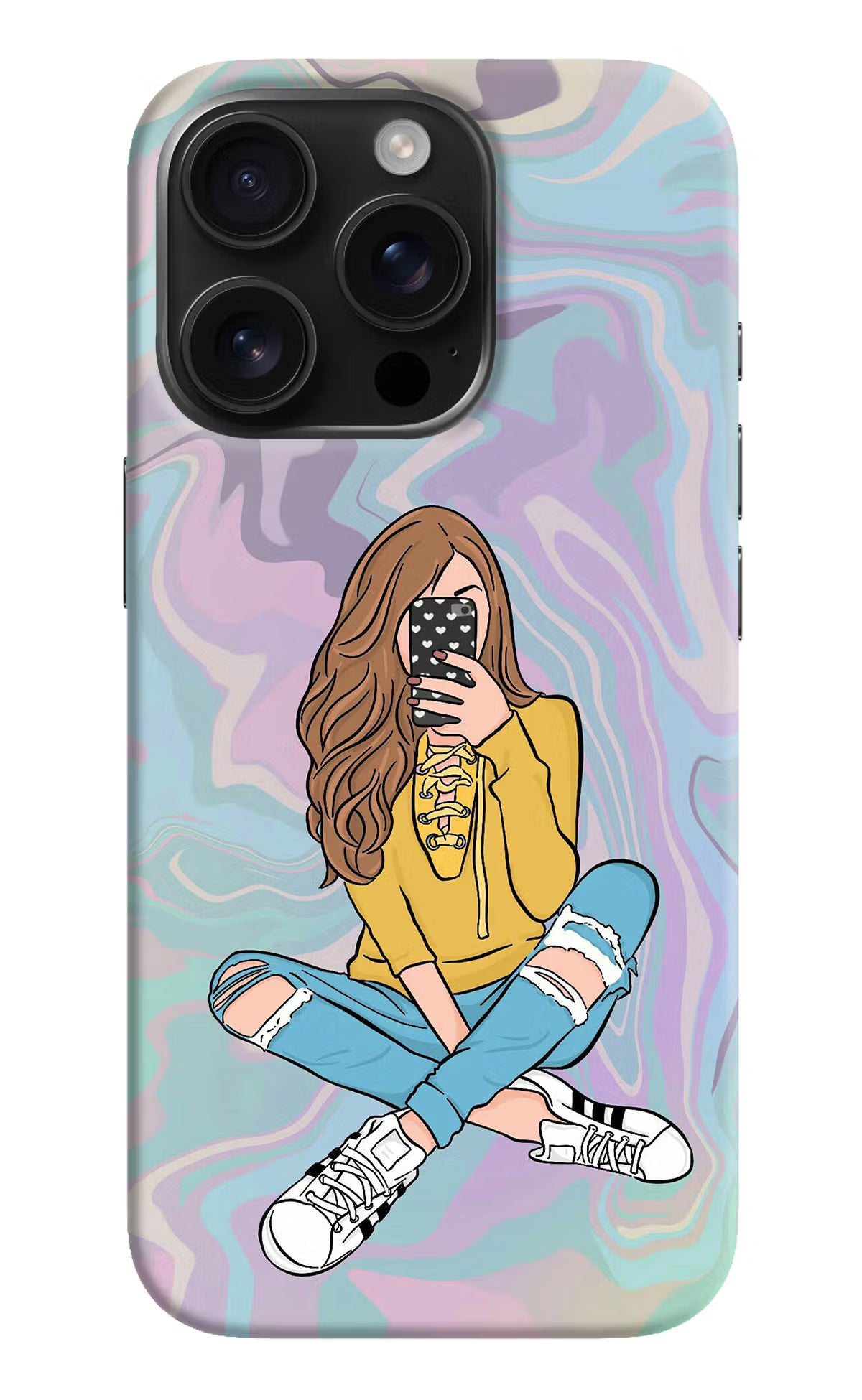 Selfie Girl iPhone 16 Pro Hard Case Back Cover by Casekaro