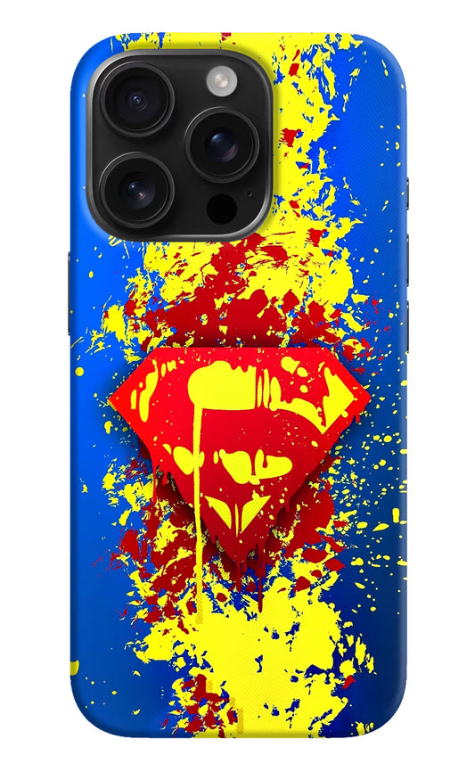 Superman logo iPhone 16 Pro Hard Case Back Cover by Casekaro