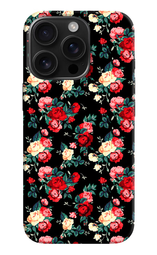 Rose Pattern iPhone 16 Pro Hard Case Back Cover by Casekaro
