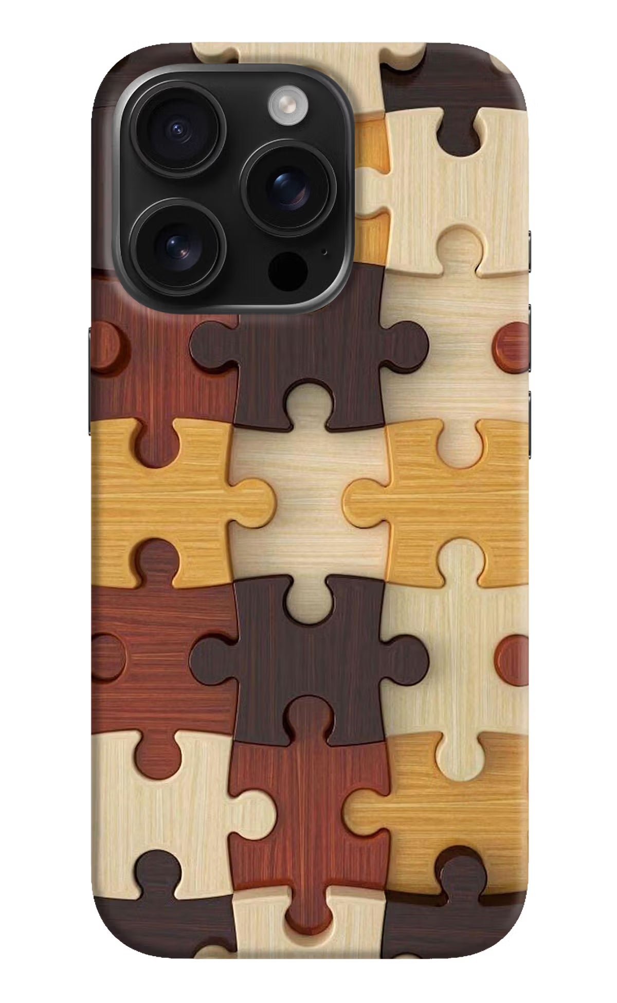 Wooden Puzzle iPhone 16 Pro Hard Case Back Cover by Casekaro