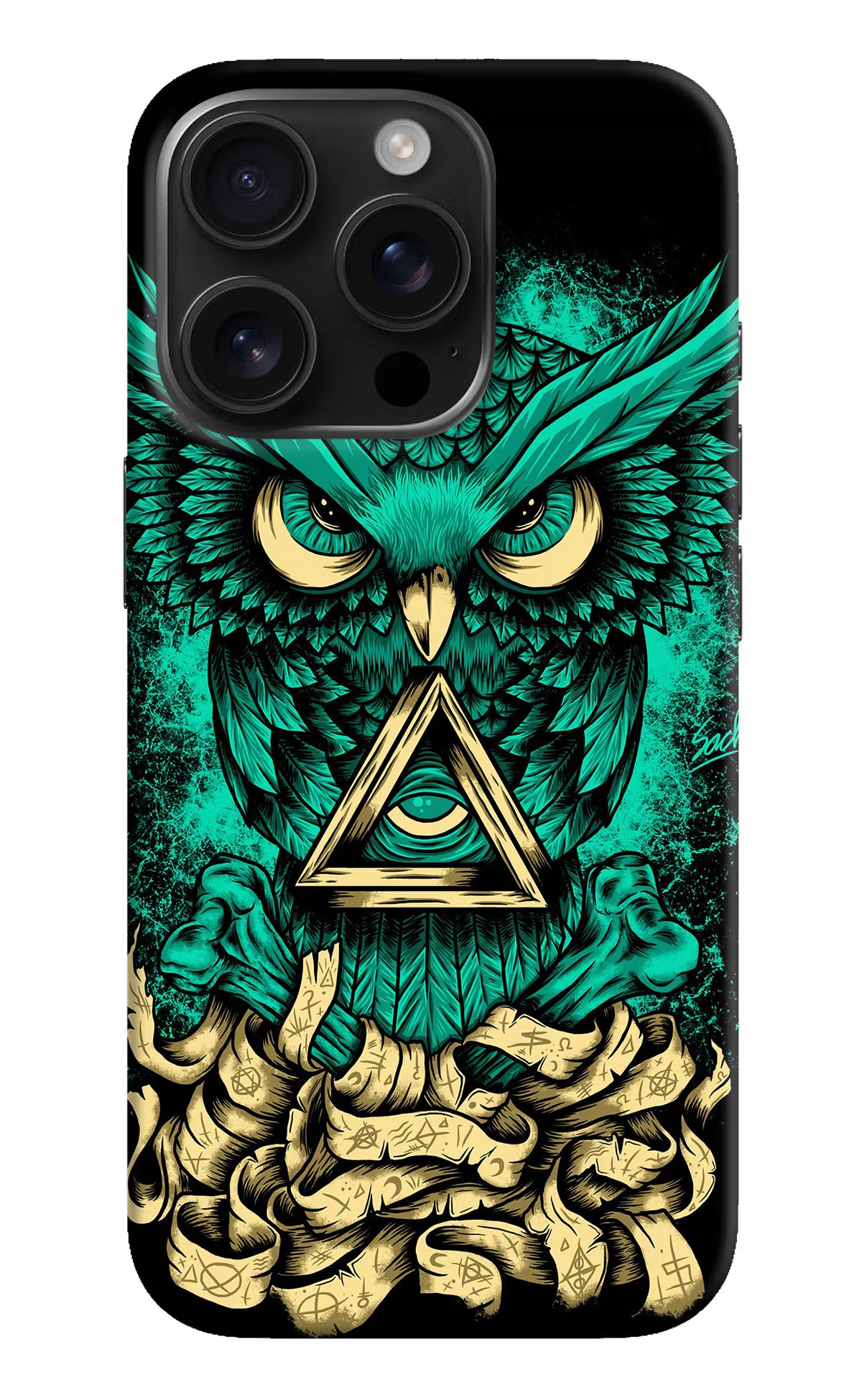 Green Owl iPhone 16 Pro Hard Case Back Cover by Casekaro