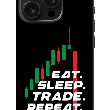 Eat Sleep Trade Repeat iPhone 16 Pro Hard Case Back Cover by Casekaro