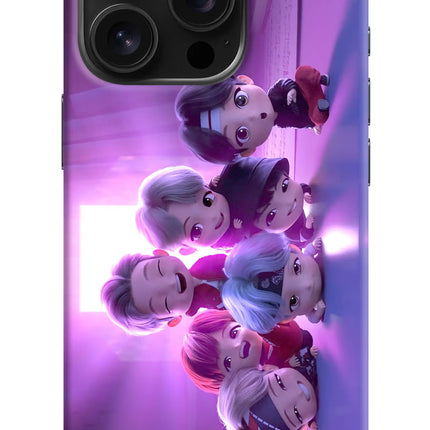 BTS Chibi iPhone 16 Pro Hard Case Back Cover by Casekaro