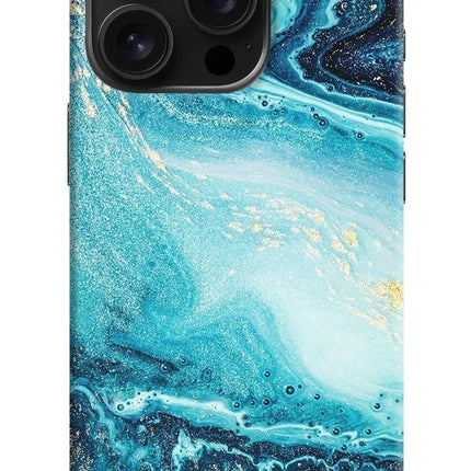 Blue Glitter Marble iPhone 16 Pro Hard Case Back Cover by Casekaro