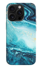 Blue Glitter Marble iPhone 16 Pro Hard Case Back Cover by Casekaro
