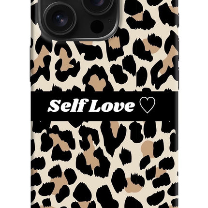 Leopard Print Self Love iPhone 16 Pro Hard Case Back Cover by Casekaro