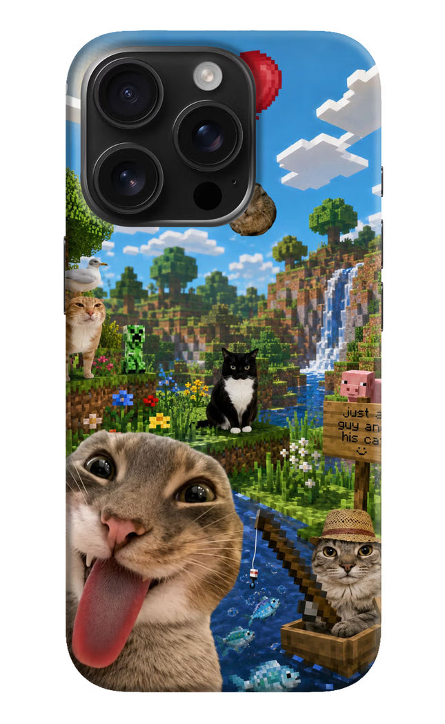 Minecraft Cat Chaos iPhone 16 Pro Hard Case Back Cover by Casekaro