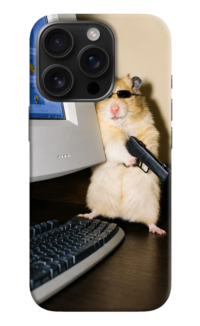 Hacker Hamster iPhone 16 Pro Hard Case Back Cover by Casekaro