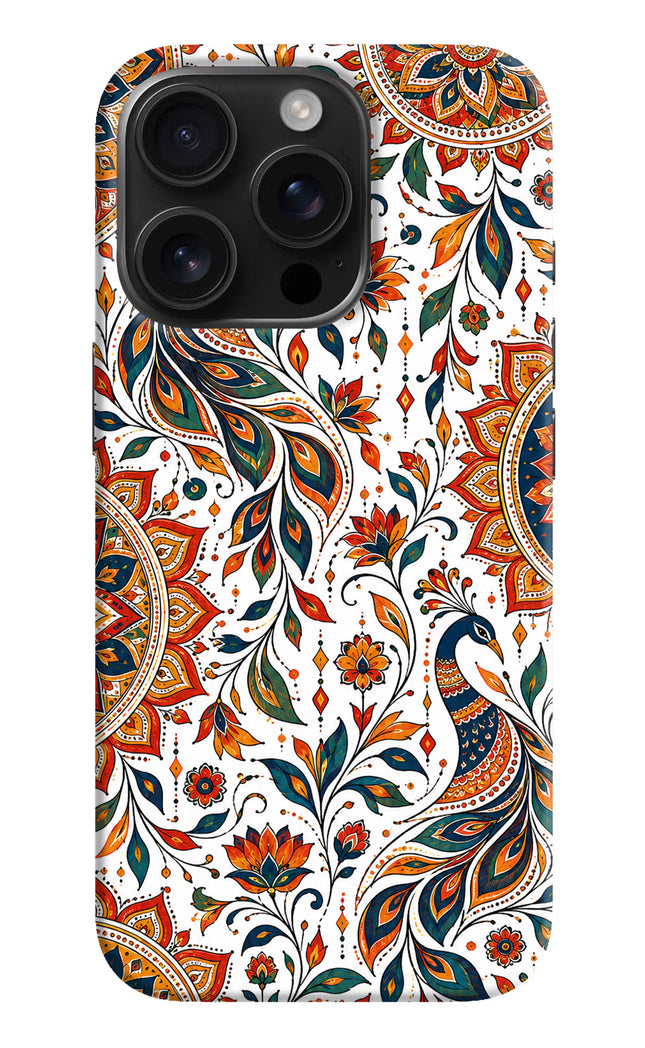 White Mayura iPhone 16 Pro Hard Case Back Cover by Casekaro