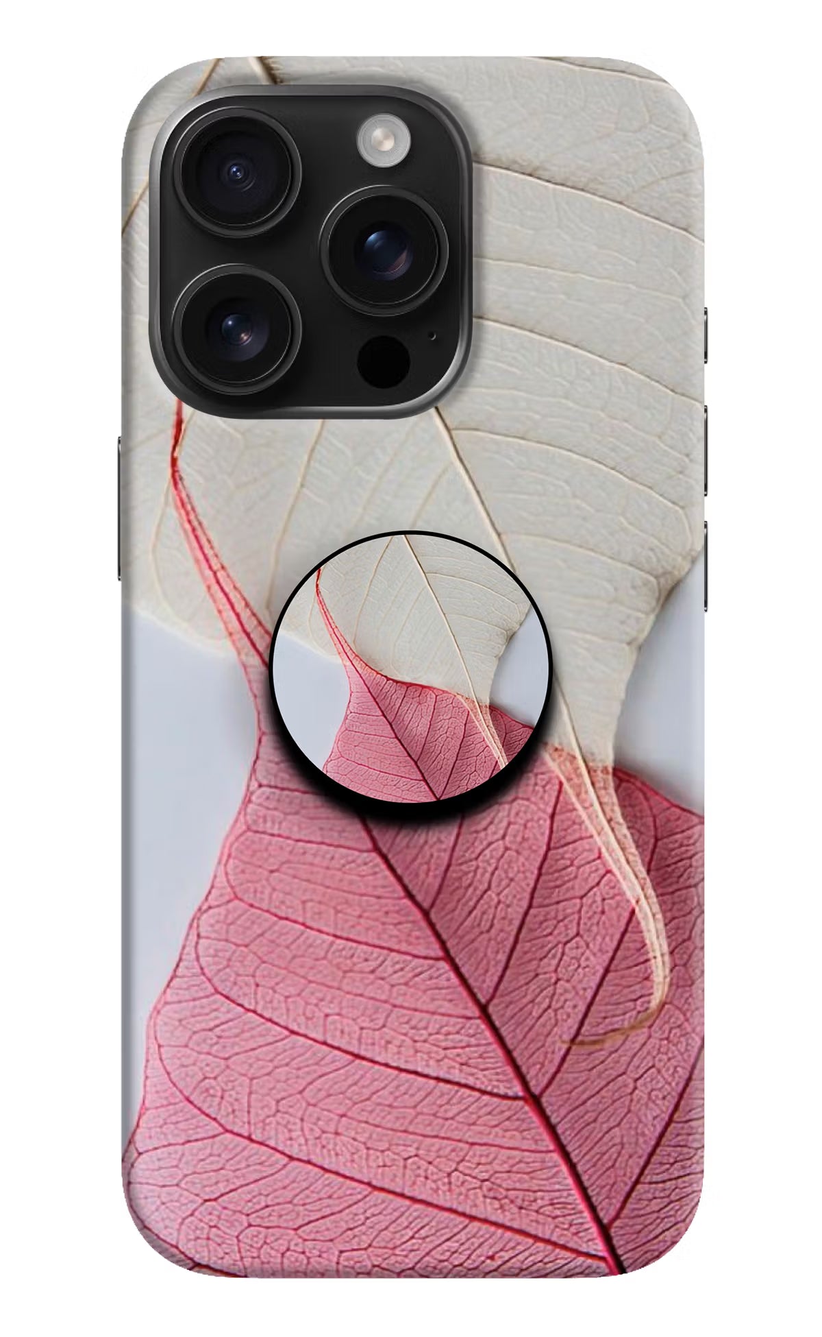 White Pink Leaf iPhone 16 Pro Pop Case by Casekaro