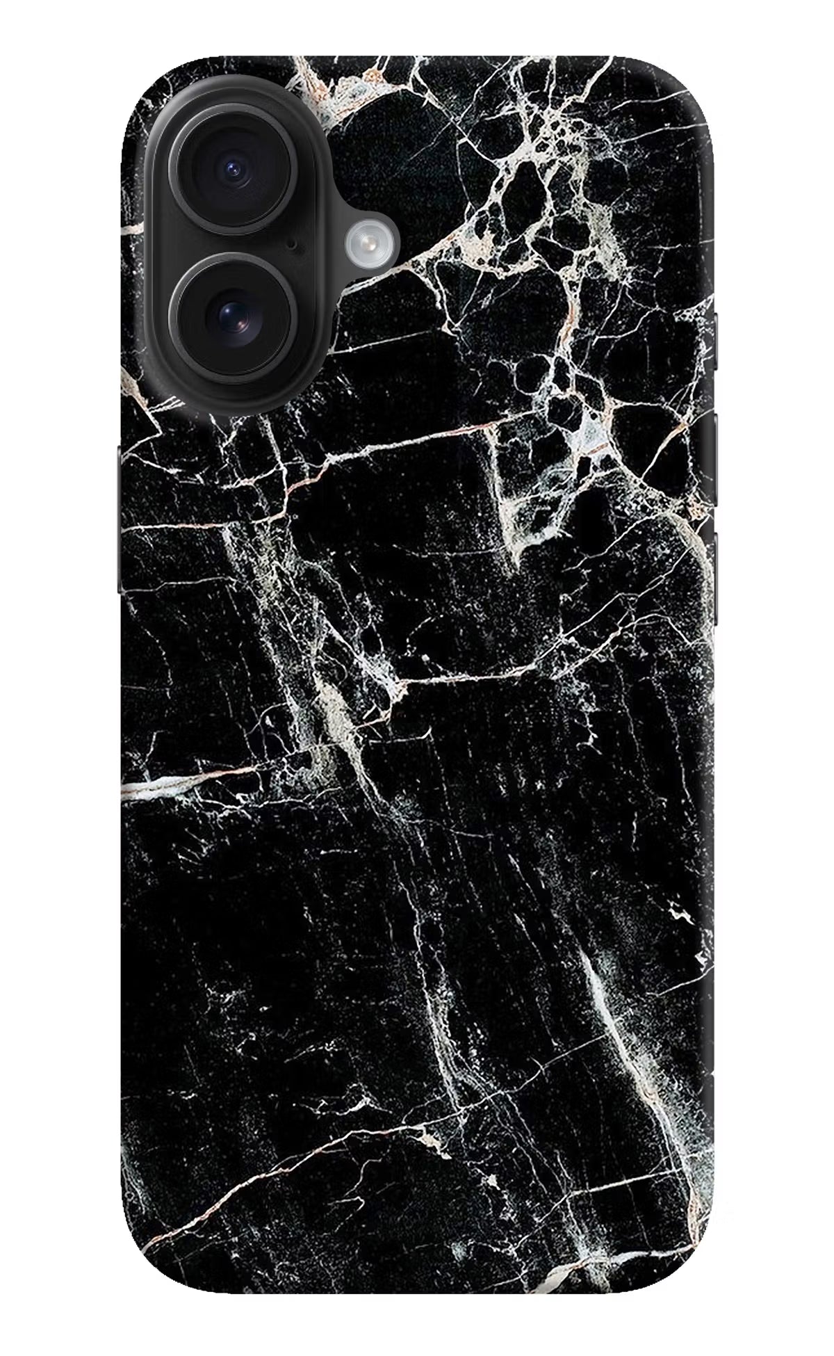 Black Marble Texture iPhone 16 Plus Hard Case Back Cover by Casekaro