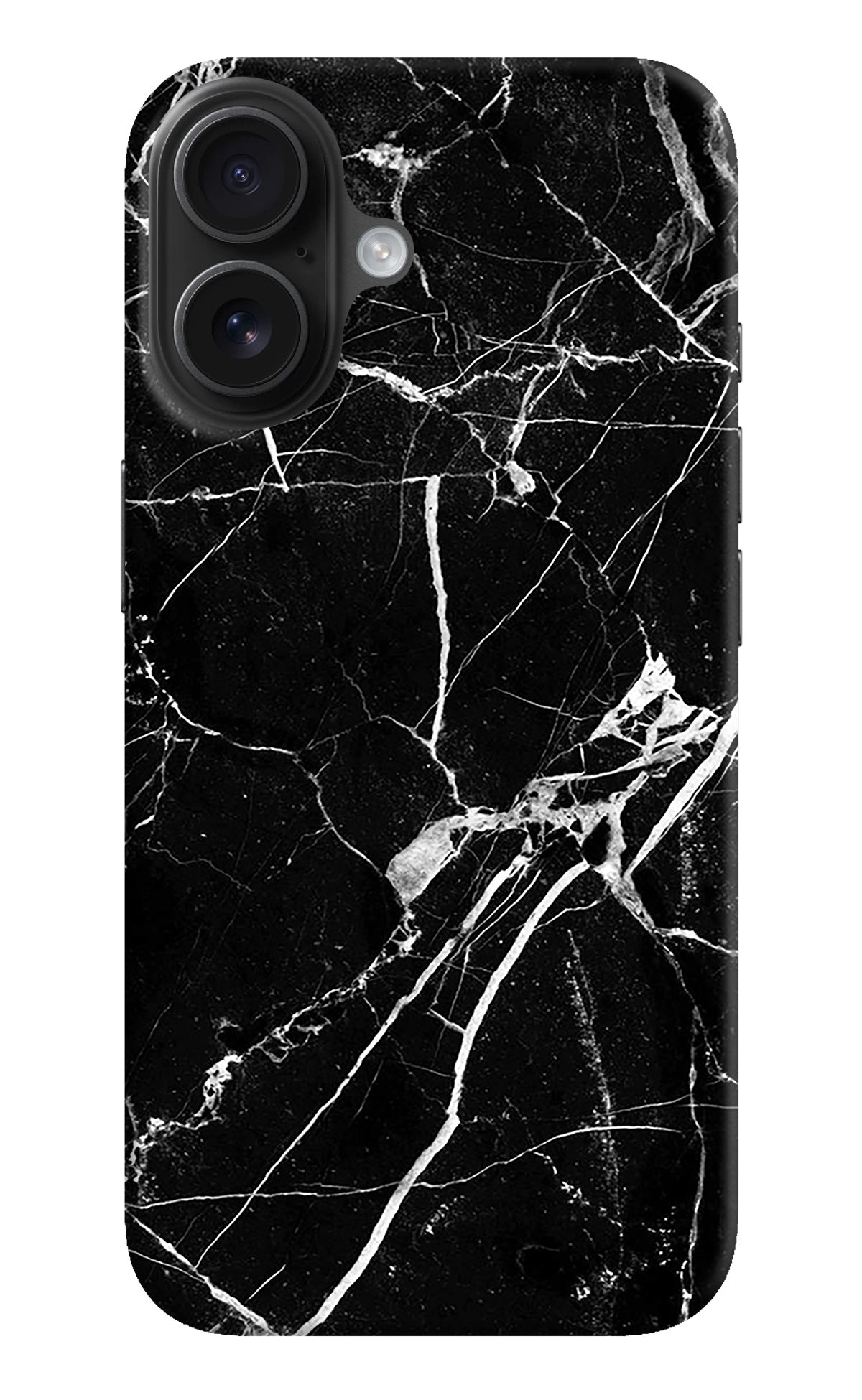 Black Marble Pattern iPhone 16 Plus Back Cover