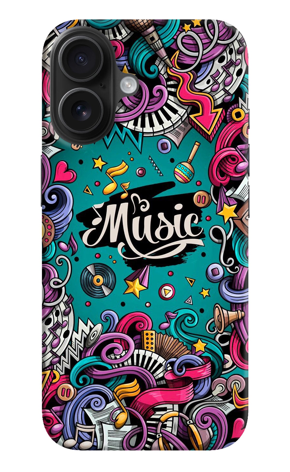 Music Graffiti iPhone 16 Plus Back Cover