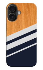 Blue and white wooden iPhone 16 Plus Hard Case Back Cover by Casekaro