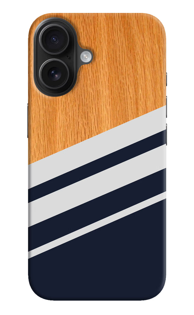 Blue and white wooden iPhone 16 Plus Hard Case Back Cover by Casekaro