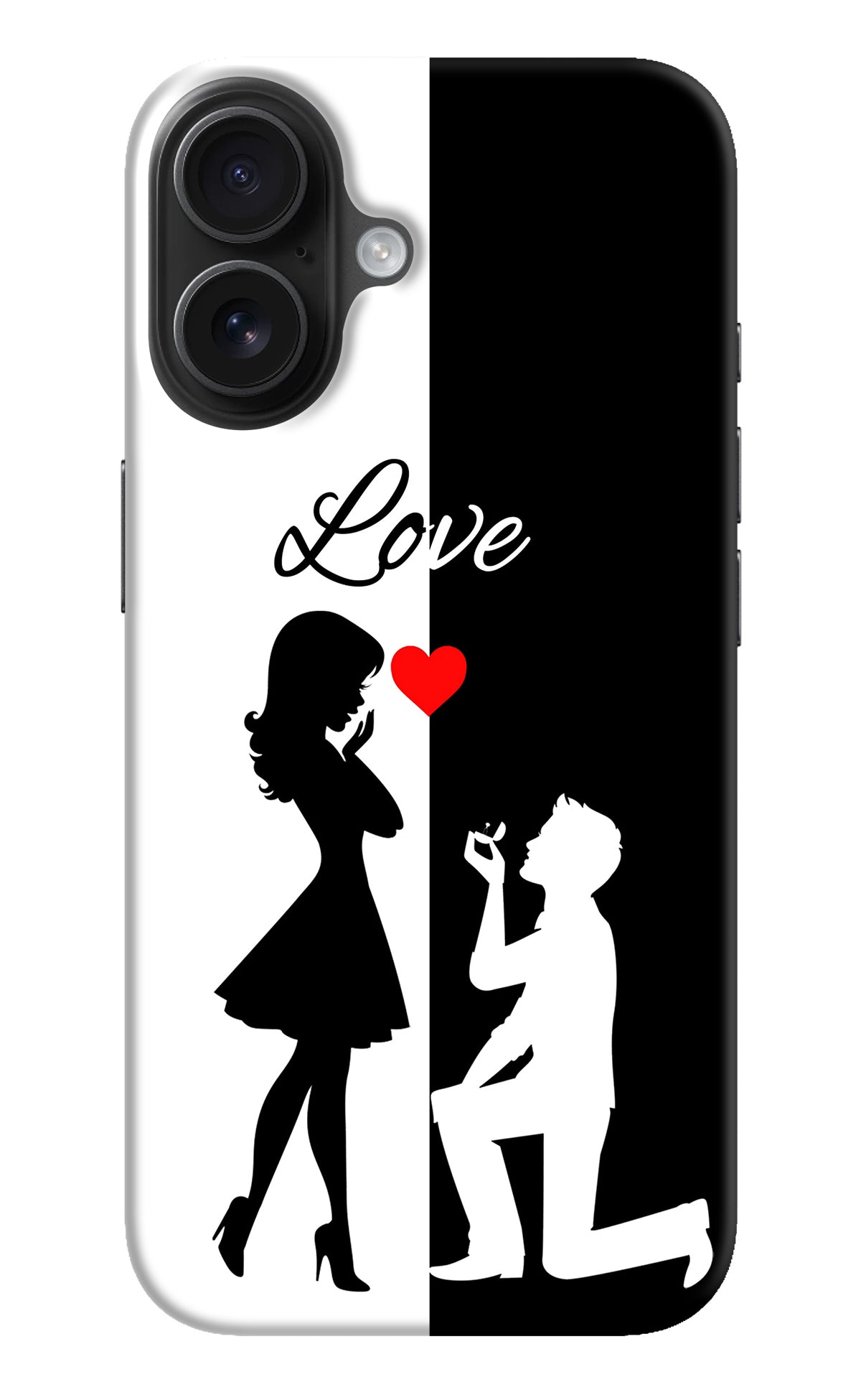 Love Propose Black And White iPhone 16 Plus Back Cover