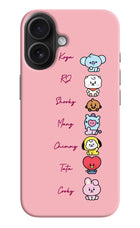 BTS names iPhone 16 Plus Hard Case Back Cover by Casekaro