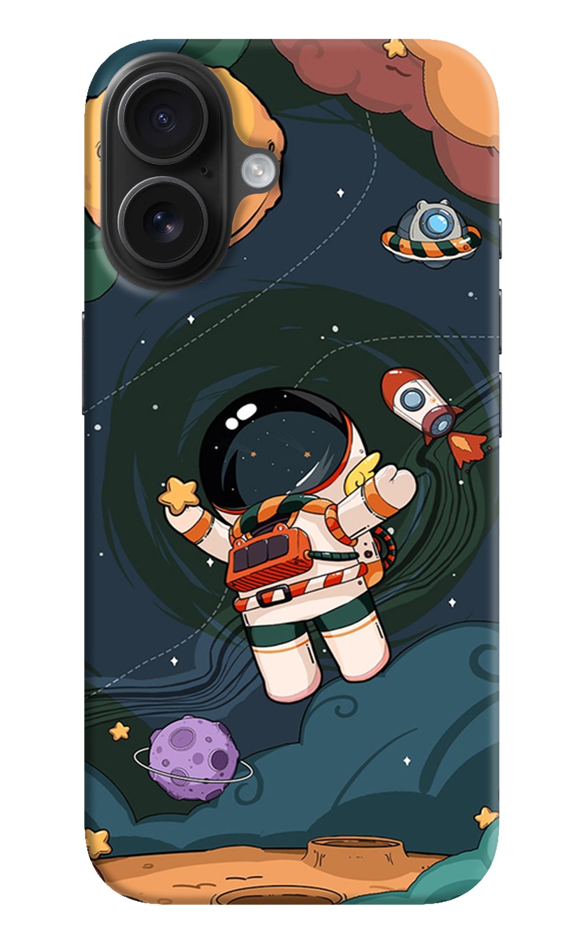 Cartoon Astronaut iPhone 16 Plus Back Cover