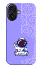 Cute Astronaut Chilling iPhone 16 Plus Hard Case Back Cover by Casekaro