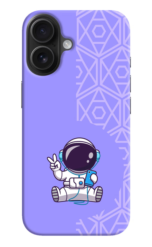 Cute Astronaut Chilling iPhone 16 Plus Hard Case Back Cover by Casekaro