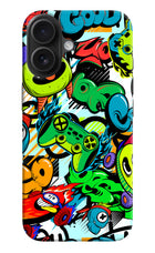 Game Doodle iPhone 16 Plus Hard Case Back Cover by Casekaro